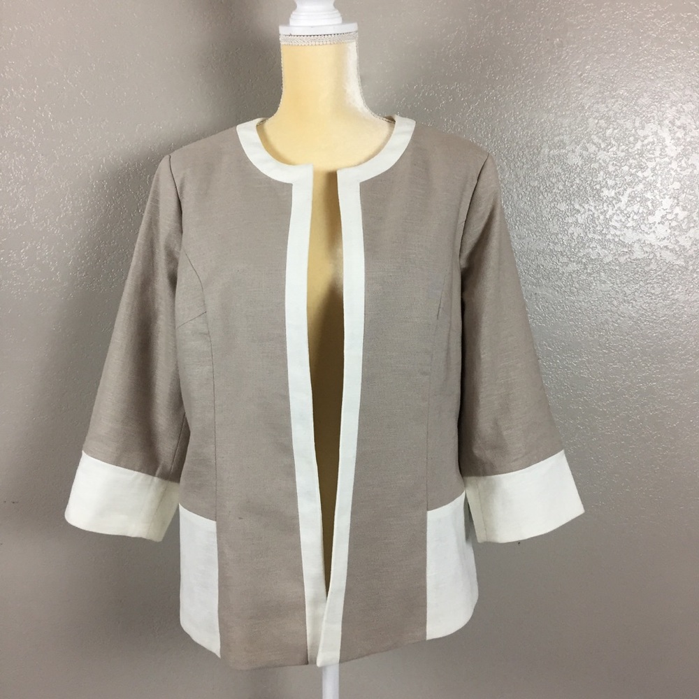 Chicos Reversible Linen Khaki Cheetah Jacket - Picture 2 of 8